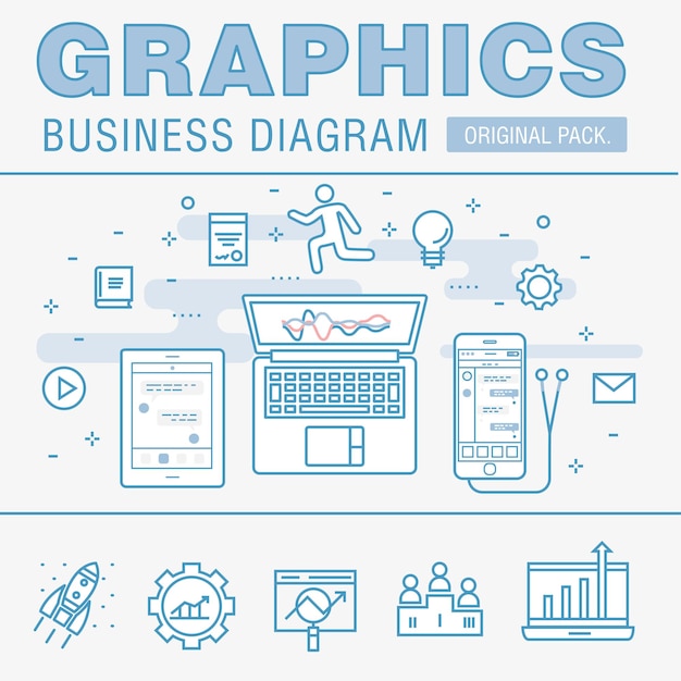 Business graphics of modern office industry