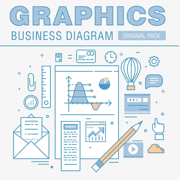 Business graphics of modern office industry