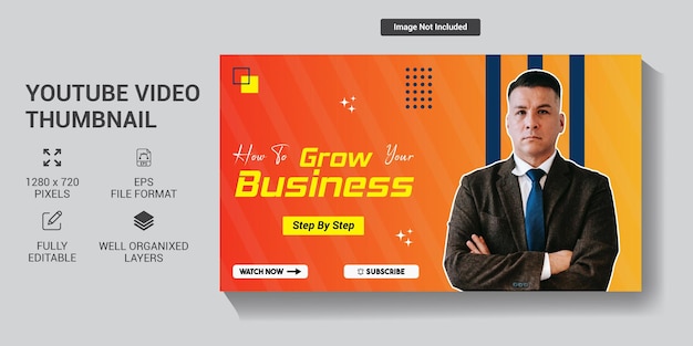 Business grow video thumbnail and web banner template design