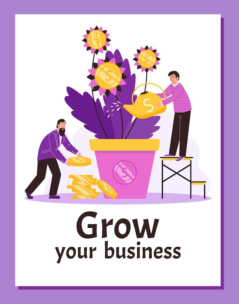 Business growth and development banner design flat vector illustration