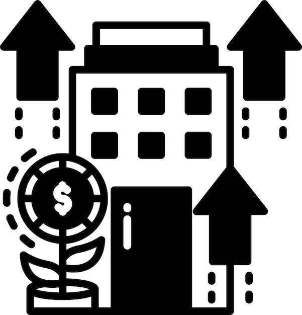 business growth glyph and line vector illustration