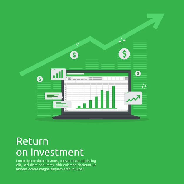 Business growth graph and arrows chart increase to success. Return on investment ROI or increase profit .