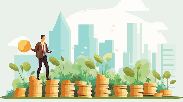 Vector business growth and profits vector illustration