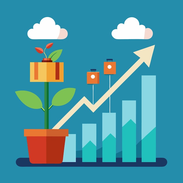 Vector business growth vector illustration