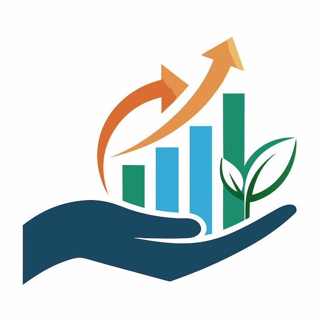 Vector business growth vector logo on hand