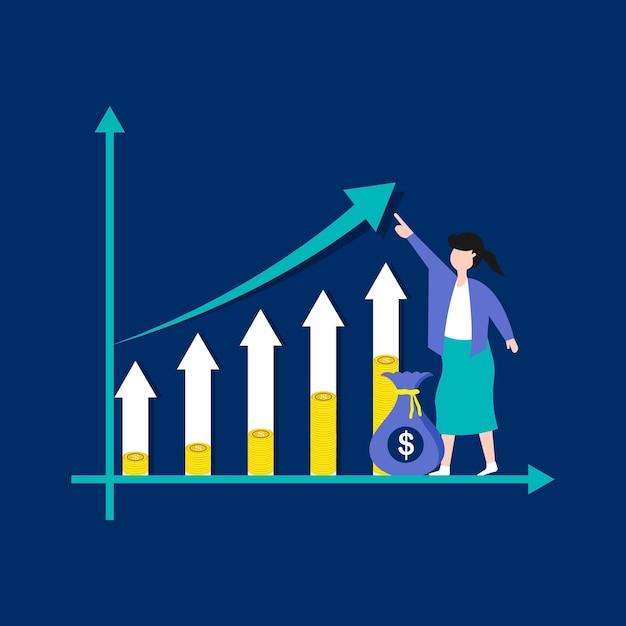 Business growth with bar chart concept