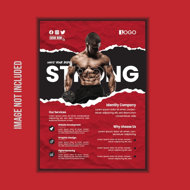 Vector business gym flyer template design and premium vactor design with photo