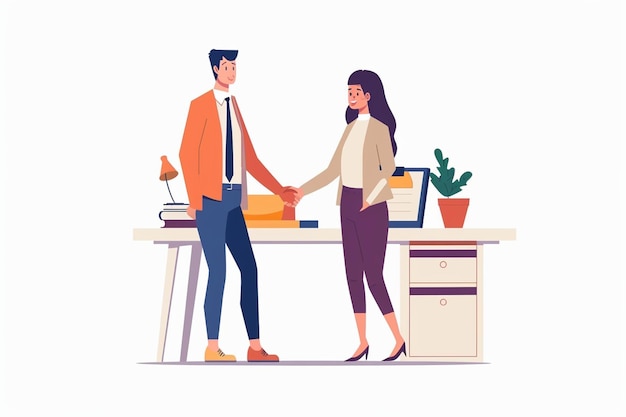 Vector business handshake between man and woman