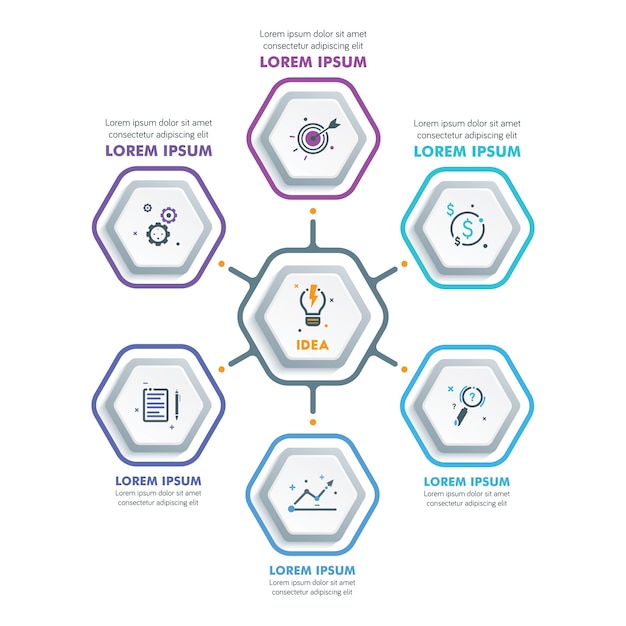 Business Hexagonal Infographic Template with Options and Icons