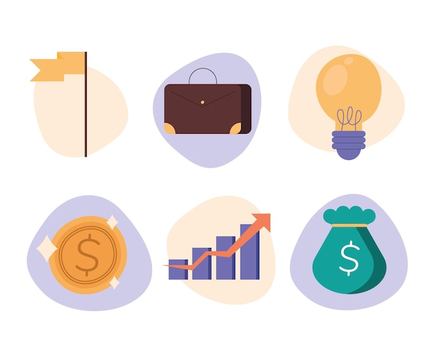 Business icon set design, Management financial and money theme  illustration