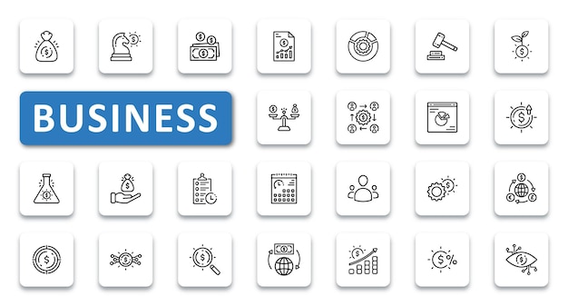 Business icon set vector illustration thin line outline icons