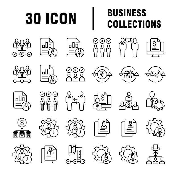 Business icons set. Icons for business, management, finance, strategy, marketing.