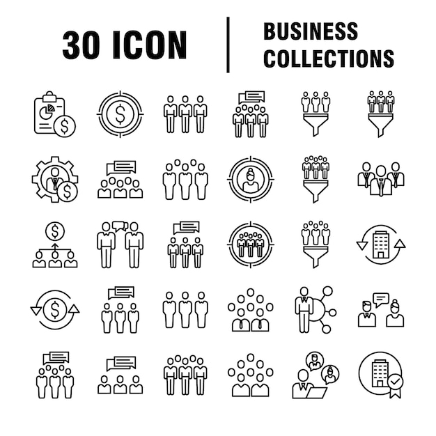 Business icons set. Icons for business, management, finance, strategy, marketing.