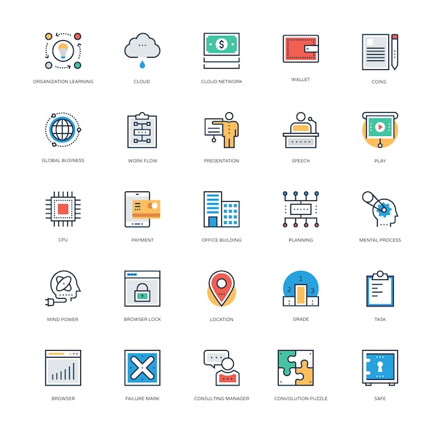 Business Ideas Flat Icons Pack