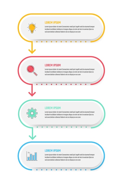 Business infographic design, 4 step timeline vector illustrations