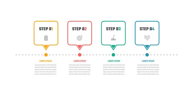 Business infographic design, 5 step timeline vector illustrations