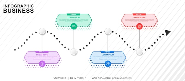 Business Infographic design template Vector with icons and 4 options or steps