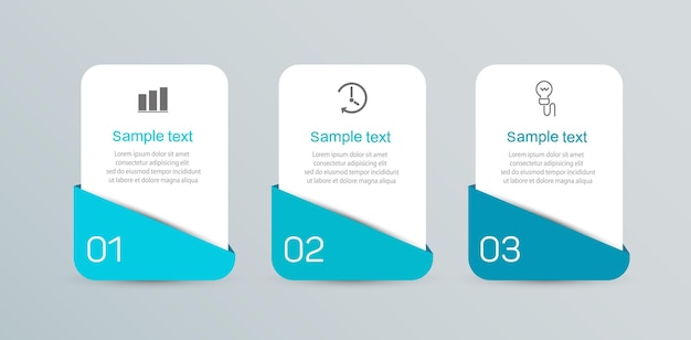 Business infographic design template with 3 options steps or processes