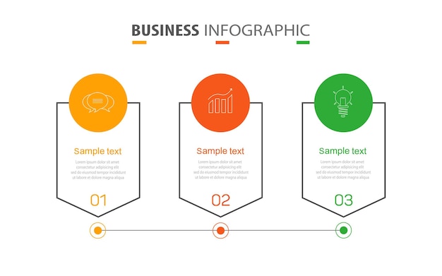 Business infographic design template with 3 options steps or processes