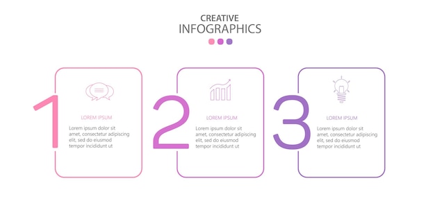 Business infographic design template with 3 options steps or processes