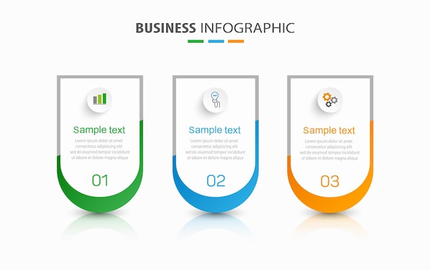 Business infographic design template with 3 options steps or processes