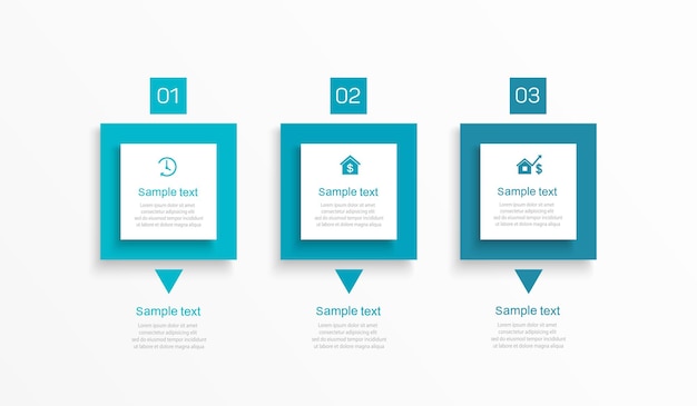 Business infographic design template with 3 options steps or processes