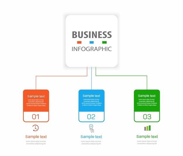 Business infographic design template with 3 options steps or processes