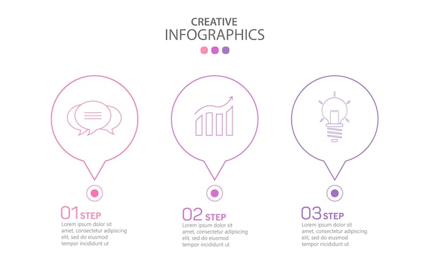 Business infographic design template with 3 options or steps