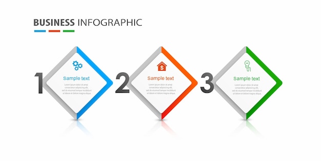 Business infographic design template with 3 options or steps