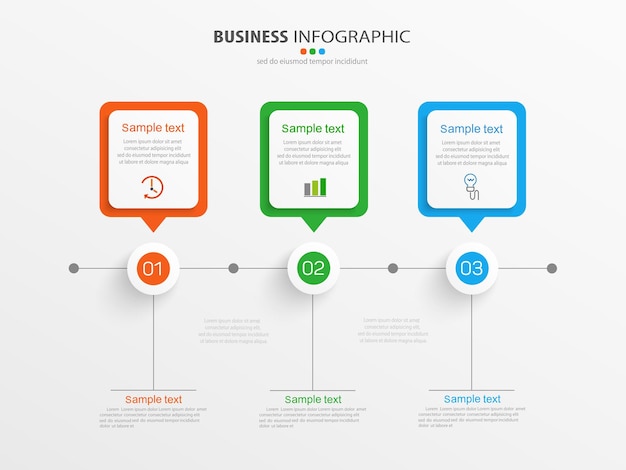 Business infographic design template with 3 options or steps