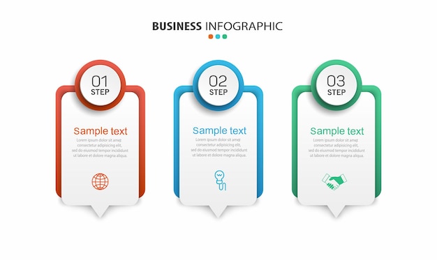 Business infographic design template with 3 options or steps