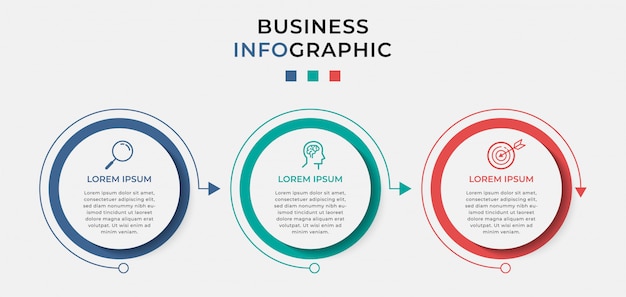 Business Infographic design template with icons and 3 three options or steps.