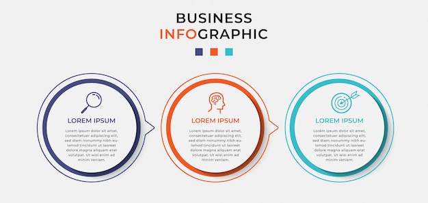 Business Infographic design template with icons and 3 three options or steps.