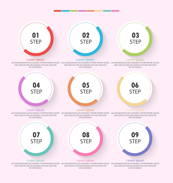 Business infographic in educational design with learning diagrams