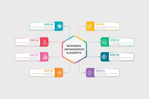 Business infographic element design for presentations and works Business subject category and project discuss infographic design Business data visualization and process chart infographic vector