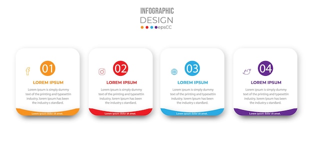 Business infographic element with 4 option  steps  number template design