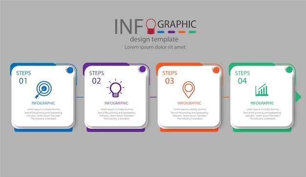 Business infographic element with 4 steps