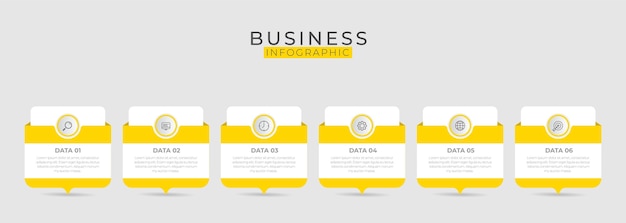 Business infographic element with 6 options, steps, number  template design