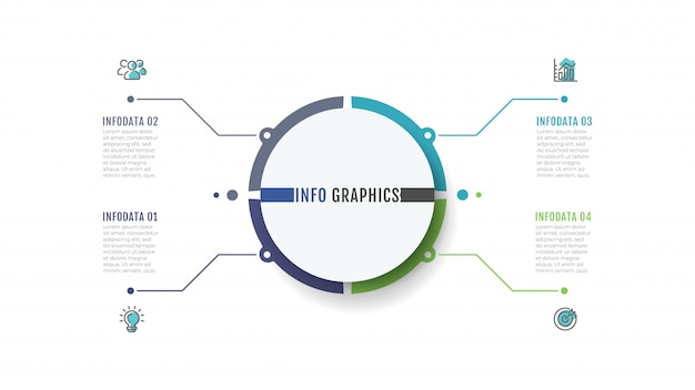 Business Infographic label design with marketing icons