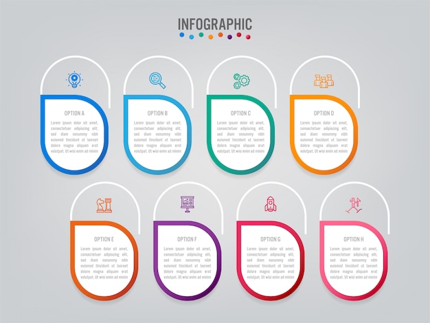 Business infographic labels template with options.