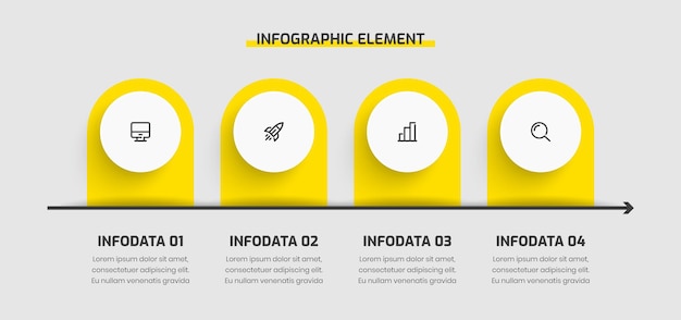 Business Infographic Presentation Template Abstract Design with Yellow Color Icon and 4 Number