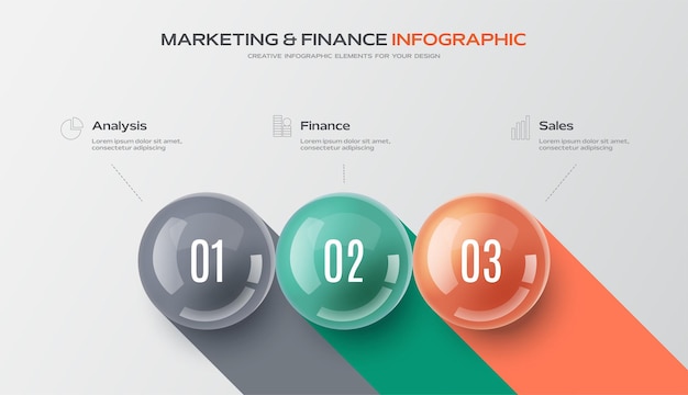 Vector business infographic presentation with 3 points dynamic bars chart design template