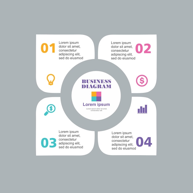 Business infographic square in flat design Layout for your options or steps