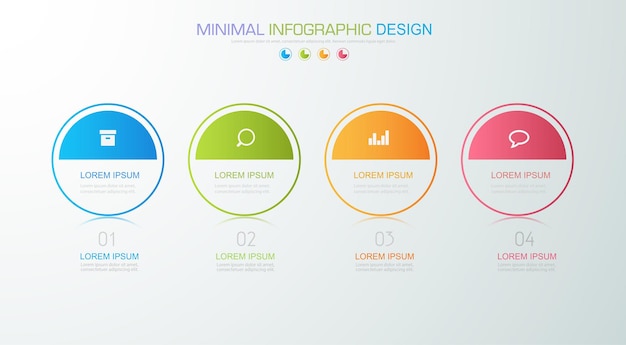 Business infographic template the concept is circle option step with full color icon can be used for diagram infograph chart business presentation or web Vector design element illustration