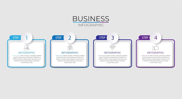 Business infographic template design icons 4 options or steps