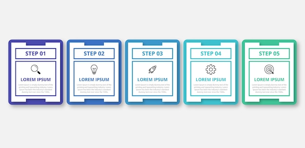 Business infographic template Thin line design label with icon and 5 options steps or processes