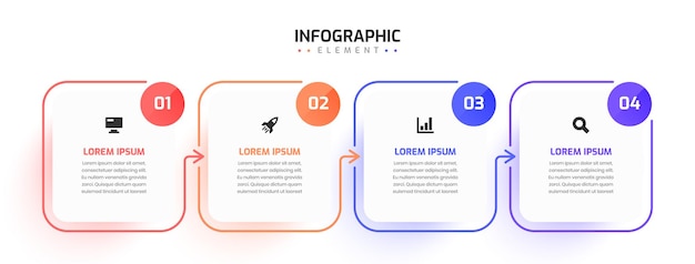 Business Infographic Template Timeline with 4 Number and Icon Can be Used for Presentation Chart