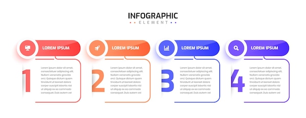 Business Infographic Template Timeline with 4 Number and Icon Can be Used for Presentation Chart