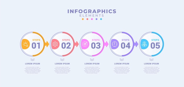 Business infographic template with five options or process