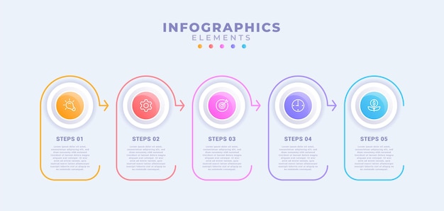 Business infographic template with five options or process